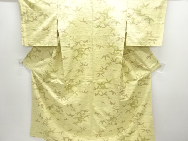 アンティーク　笹模様織り出し手織り紬着物